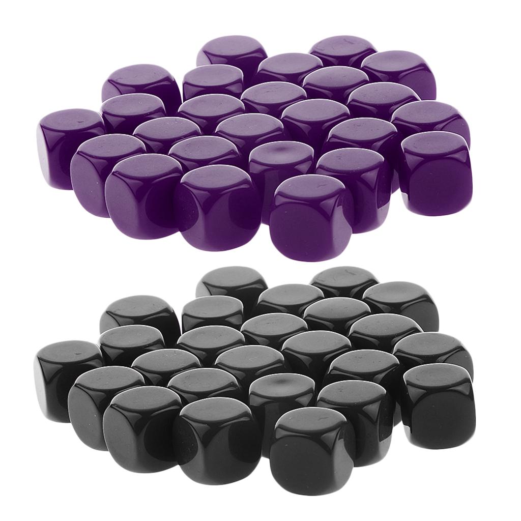50 Pieces Opaque Blank Six Sided Dice D6 for D&D RPG Gaming Black and Purple