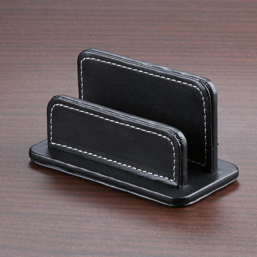 PU Leather Business Cards Holder Name Card Storage Office Desk Supply Black