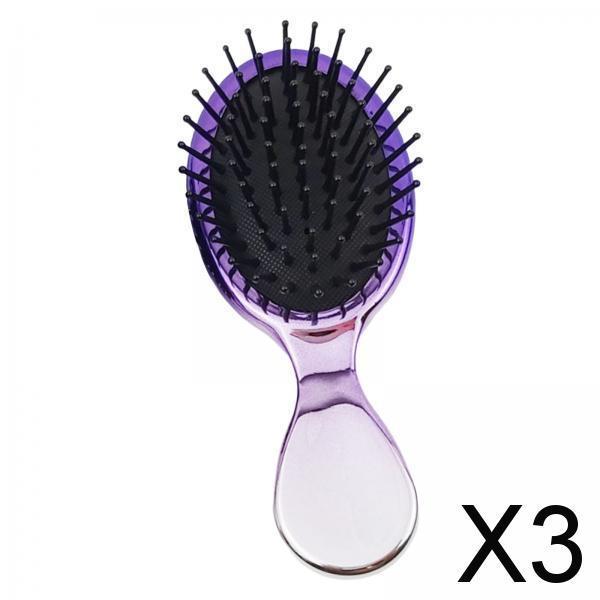 3xHair brush comb Wet Dry Hairs Types Girls Women Purple Silver 