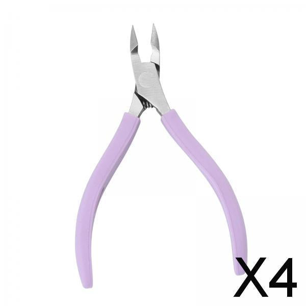 4xStainless Steel Cuticle Cutter Scissors Anti Slip Silicone Handle Salon Purple
