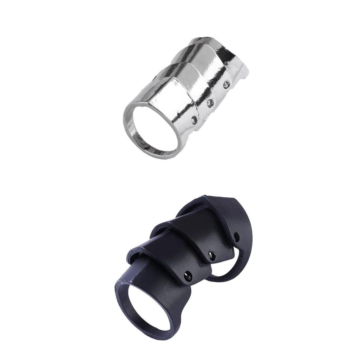 2pc Gothic Punk Rock Joint Long Armor Knuckle Silver&Black Finger Rings 18mm