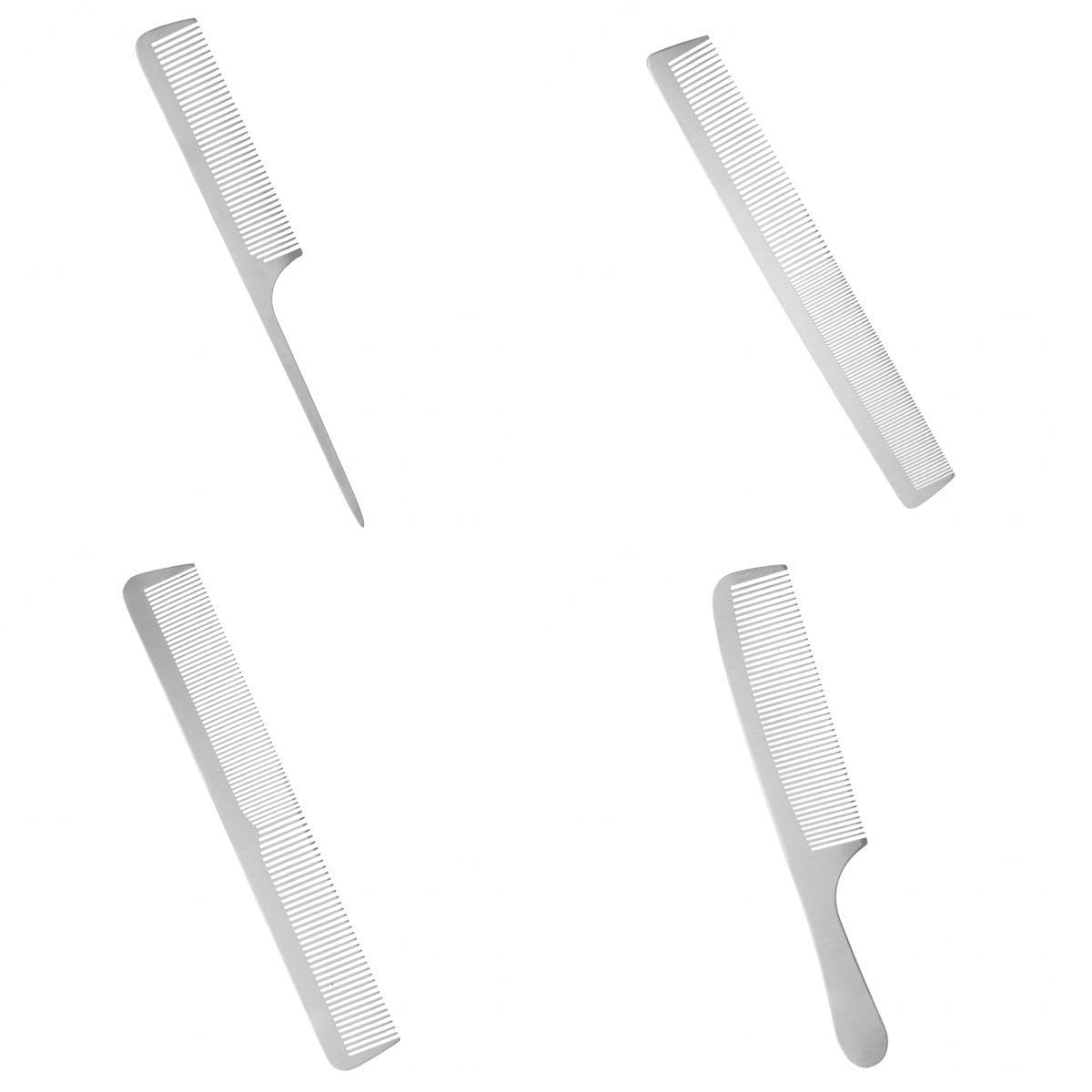 4 Pieces Steel Salon Barber Hairstyling Hairdressing Cutting Comb Hairbrush
