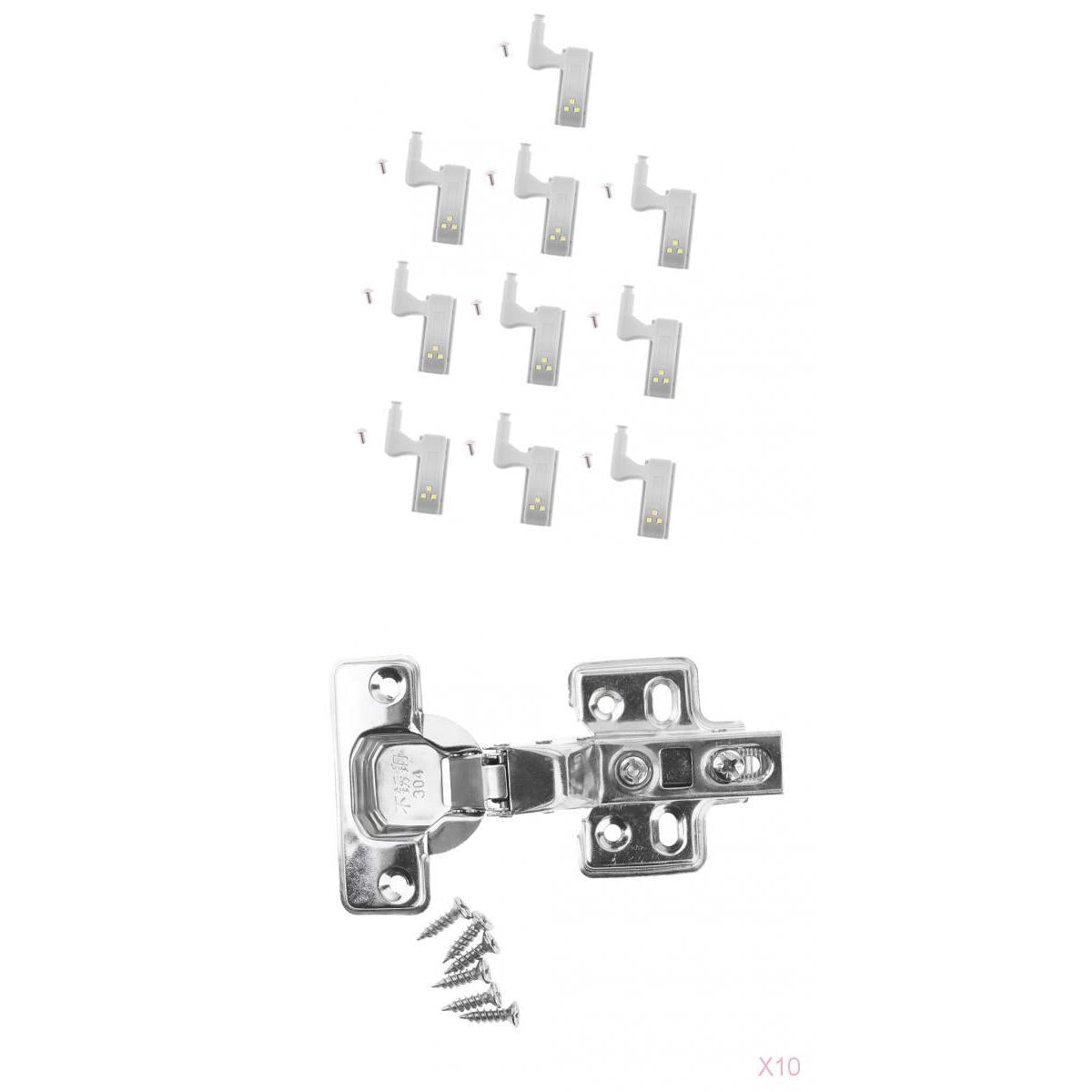 10 piece Wardrobe Hinges LED Sensor Light System+Damper Cabinet Door Hinge L