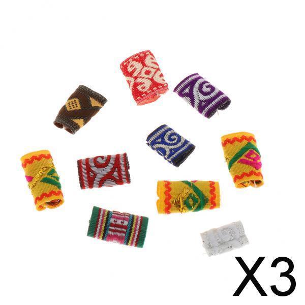 3x10x Knitted Hair Cuffs Dreadlock Beads For DIY Braids Beard Pendants Charms