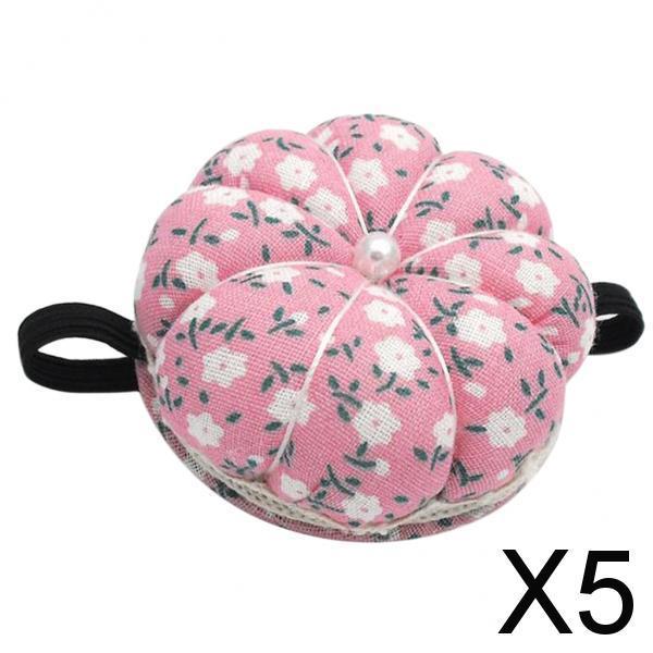 5xPumpkin Shaped Pin Cushion Patchwork Pin Holder DIY Sewing Craft Tool Pink