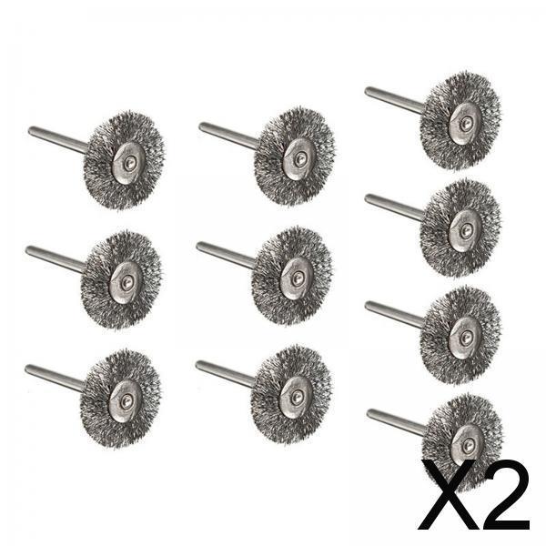2x10Pcs 2.2cm Steel wire Brush Metal Derusting Brush Accessory