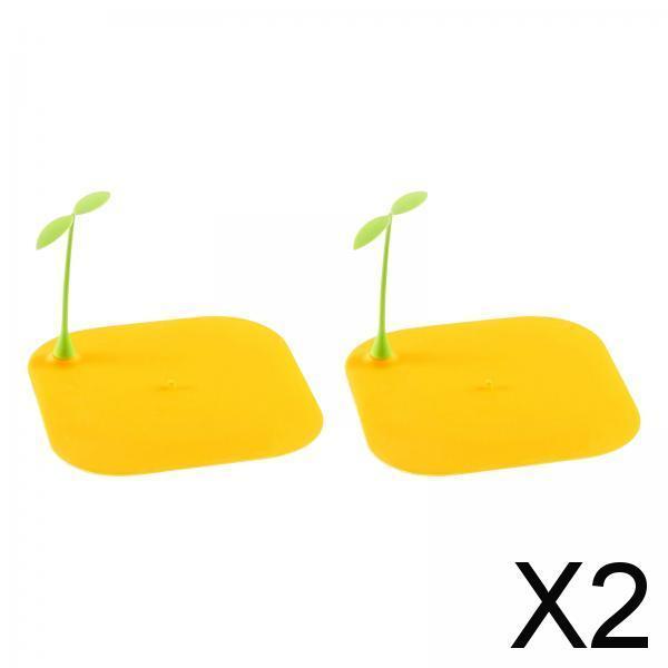2x2pcs Drain Pad Floor Drain Cover Deodorant for Kitchen Shower Laundry Yellow