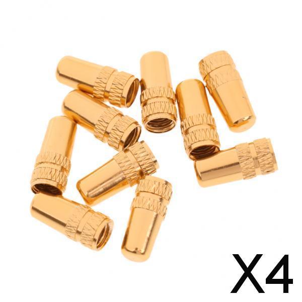 4x10Pcs MTB Bike Bicycle Aluminum Alloy Presta Valve Cap Dust Cover Gold