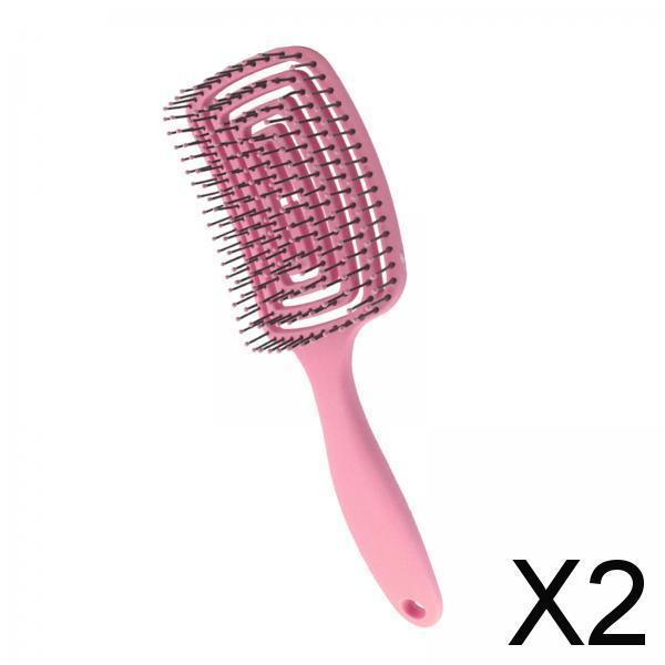 2xDetangle Hairbrush Fast Drying Hair Vented Hair Brush for Barber Pink