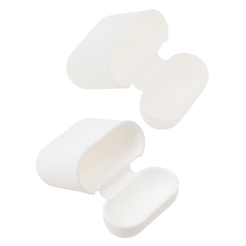 Clear+White Silicone Case Cover Pouch for AirPods Earphones Charging Box