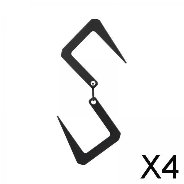 4xHeavy Duty Metal S Hook Utility Hanging Hooks Outdoor Camping Storage Black