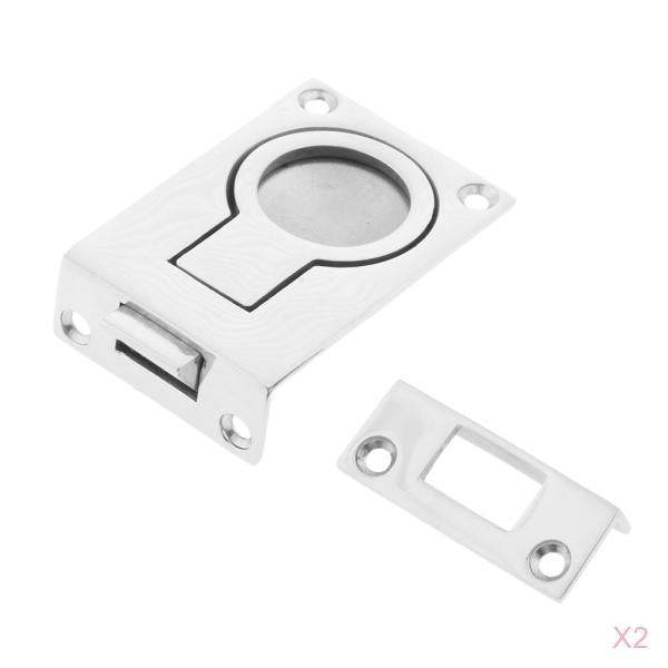 2pcs Marine Stainless Recessed Hatch Pull Buckle Floor Latch Flush Ring Pull
