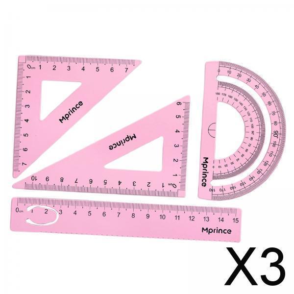 3xGeometry Math Ruler Metal Protractor Ruler Set for Home Carpentry