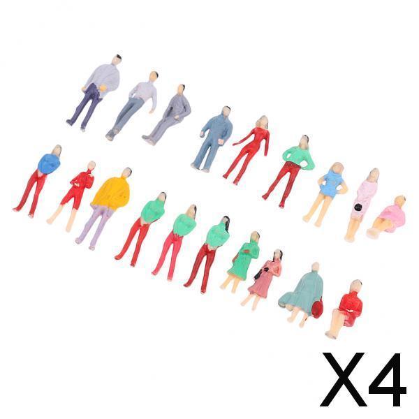 4xLayout Model People Figure Train HO Painted 1/75 for Street Scene Building