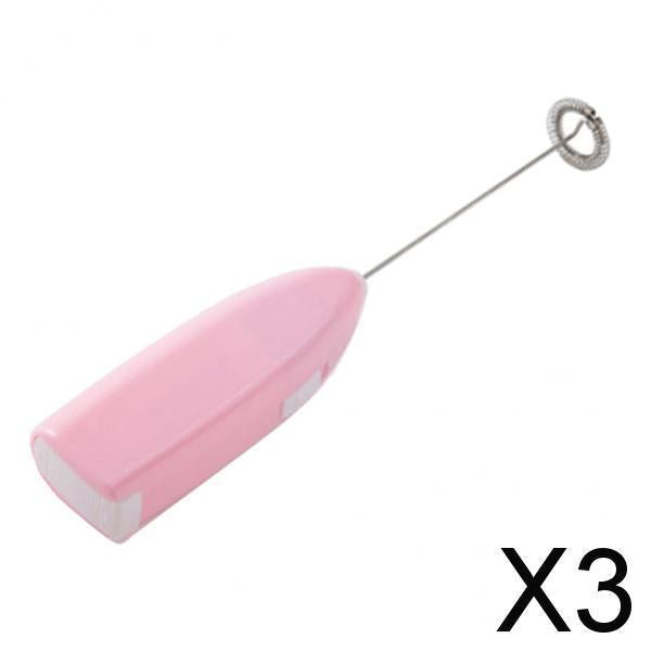 3xHandheld Stainless Steel Electric Egg Beater Milk Mixer Kitchen Tools Pink
