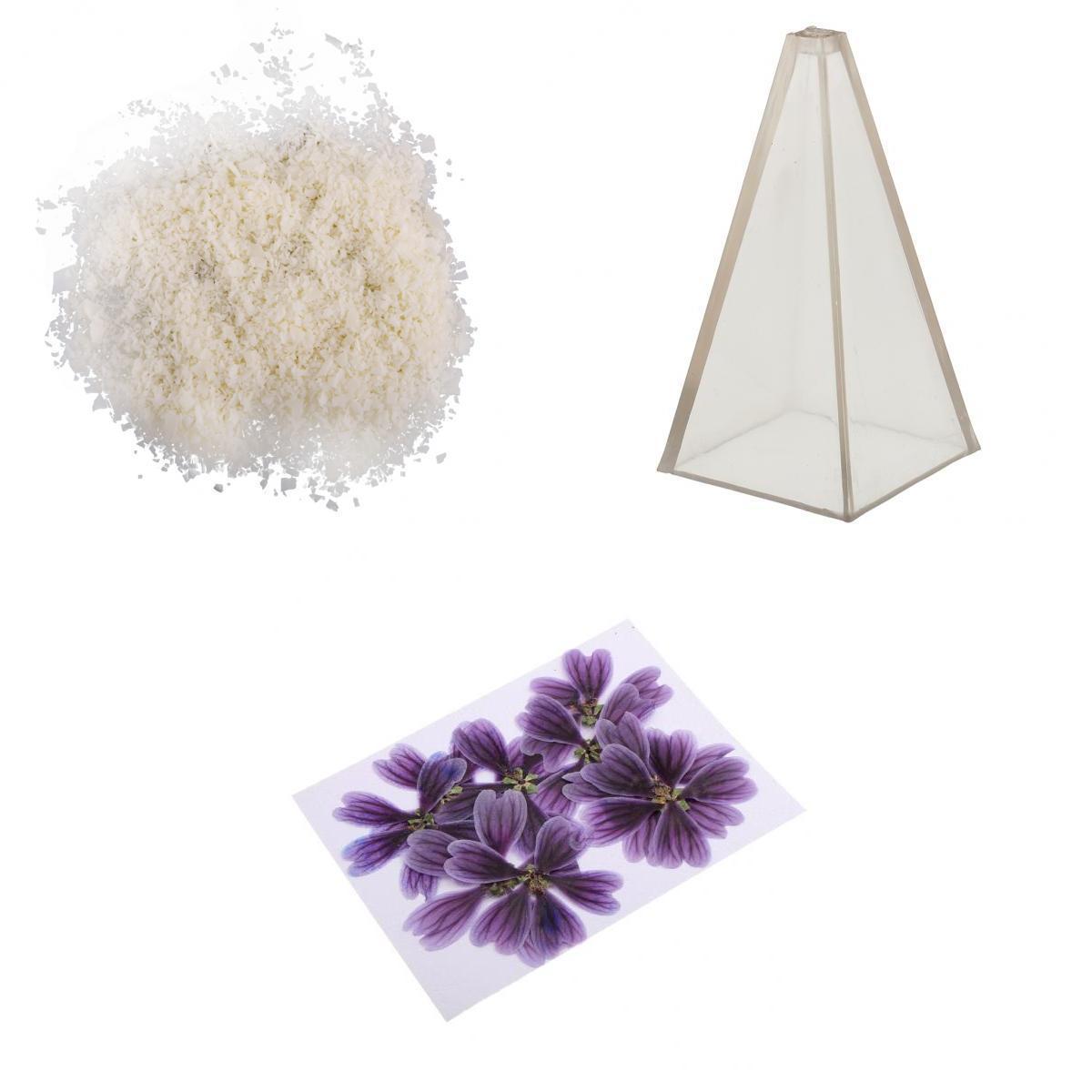 1 Set Pyramid Candle Mould Soy Wax Flakes Dried flowers for Candle Making