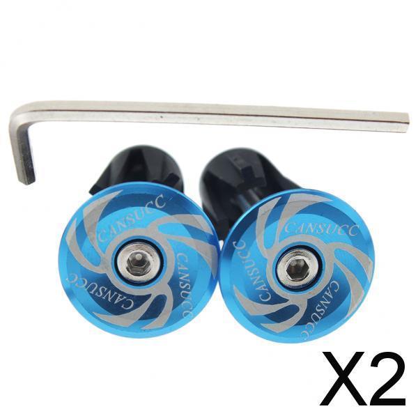 2xMTB Road Bikes Aluminum Handlebar End Plugs Bicycle Handle End Caps Blue