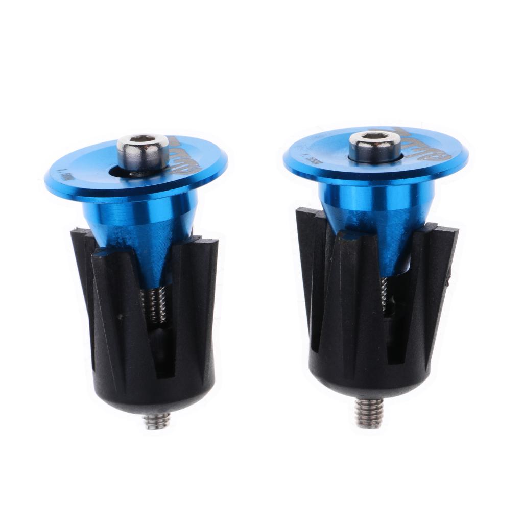 1 Pair Alloy Bike Bicycle Handlebar End Grips Plugs Handle Bar Caps Blue