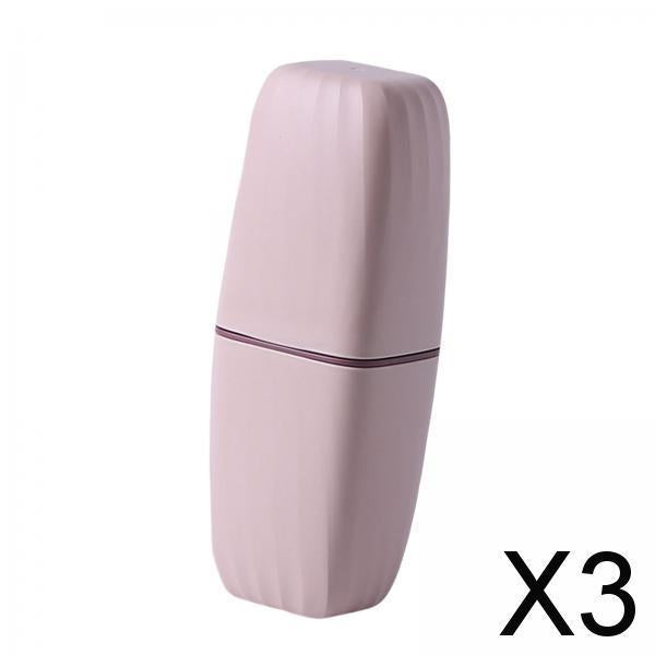 3xToothbrush Toothpaste Holder Case Compact for Business Trip Bathroom Outdoor pink