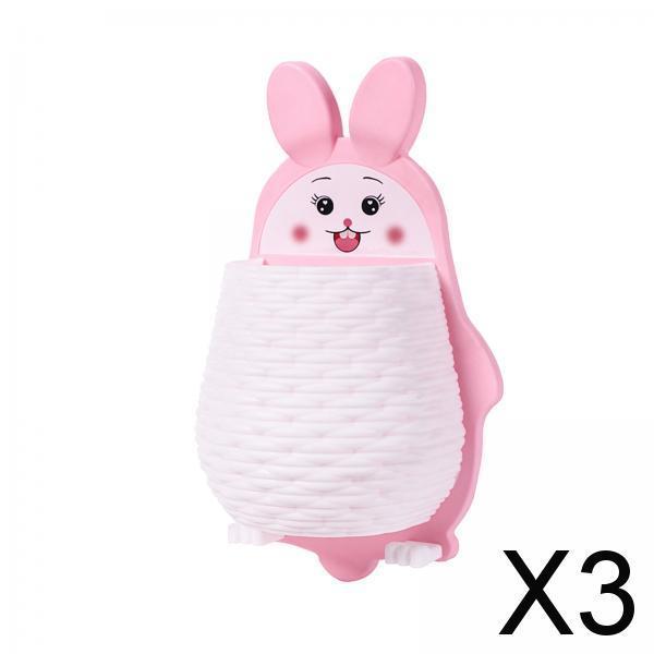 3xStorage Organizer Rack with hook Rabbit Shape for Home Bathroom Pink