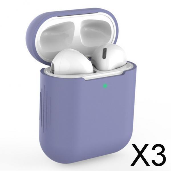 3xEarphones Protective Cover for Airpods Wireless Earphone Case Lavender