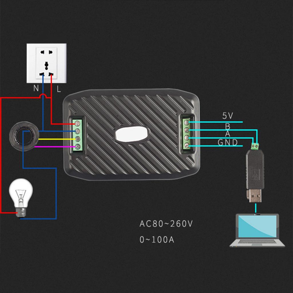 AC 100A Voltage Current Energy Hz Power factor RS485 Modbus Module