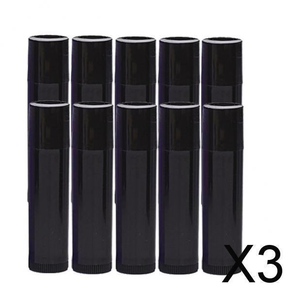 3x10x 5G Empty Lipstick Tubes Refillable Lip Gloss Balm Bottles Vials Black