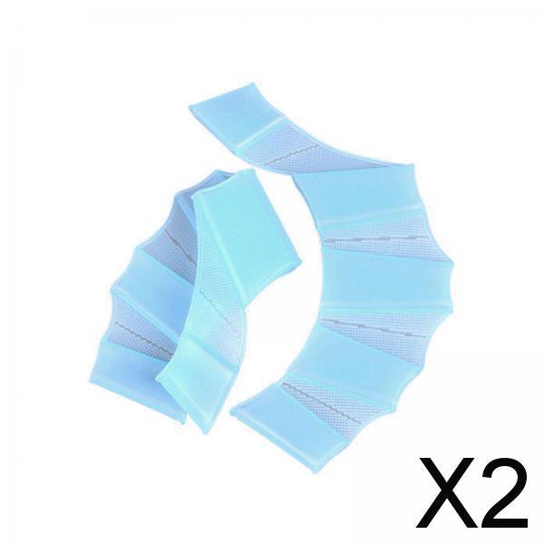 2xSwimming Hand Fins Webbed Swimming Gloves for Diving Swimming Water Exercise Blue M Women