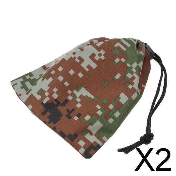 2xWaterproof Camping Storage Bag Drawstring Sack Pouch Travel Organizer Digital Camo