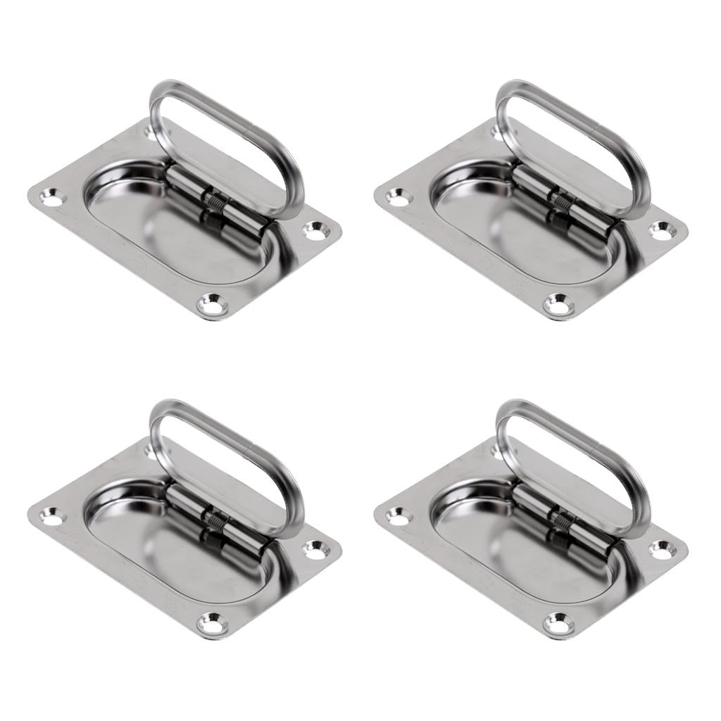 4 Pieces Boat Marine Stainless Steel Hatch Latch Pull Flush Lift Ring Handle