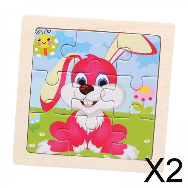 2xRabbit Bunny Jigsaw Puzzle Learning Activities for Kids Toddlers Easter Gift