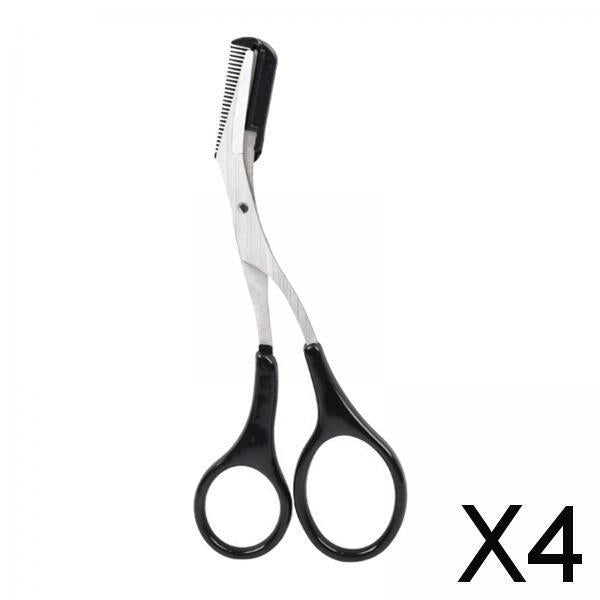 4xEyebrow Scissor with Comb Unisex Scissors for Makeup Cosmetic Grooming A