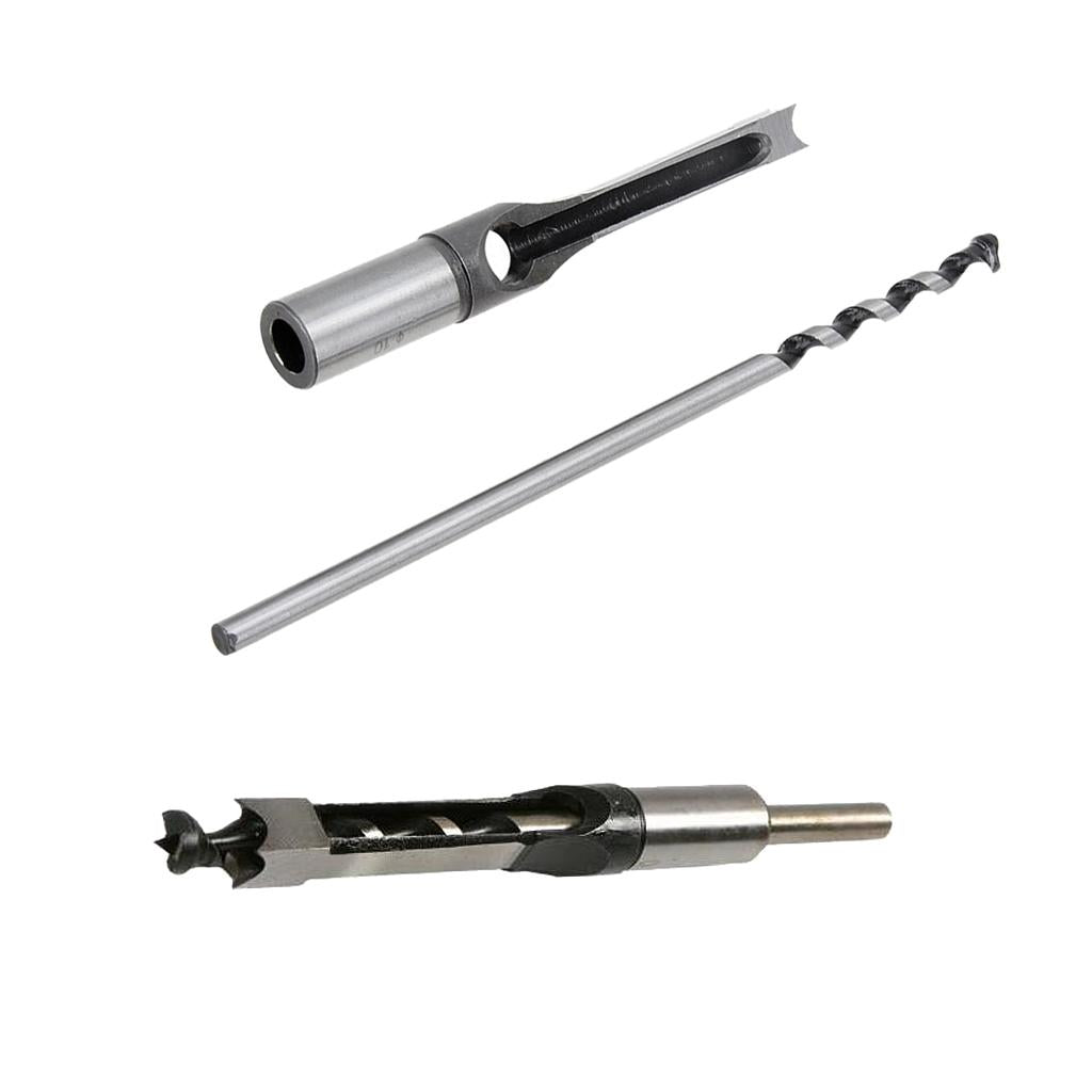 2 Set Square Drill Bit Mortising Chisel Woodworking Tool 10mm 12mm
