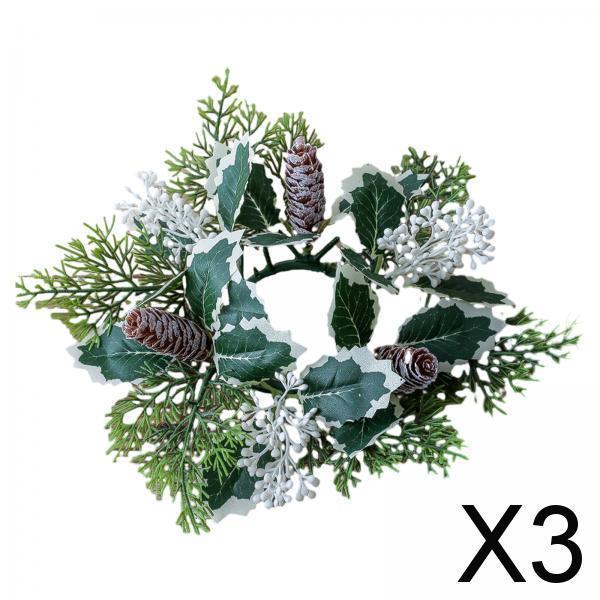 3xBerries Candle Garland Rings 11.02'' Pillar Candle Rings for Bar Wedding White
