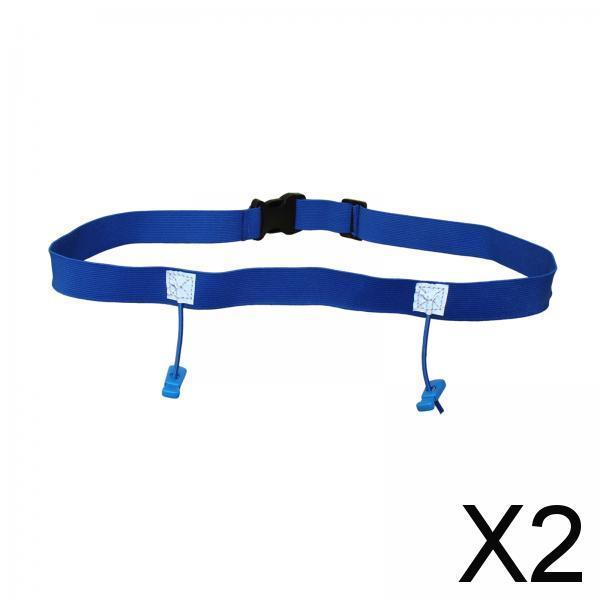 2xReflective Tape Cycling Race Number Belt Triathlon Waist Belt Night Running Blue