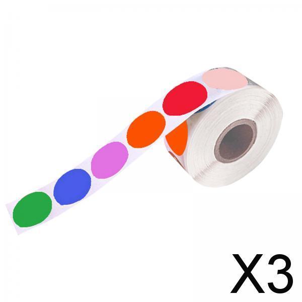 3x25mm Round Multi Color coded Inventory Dots Roll of 500 Labels Stickers