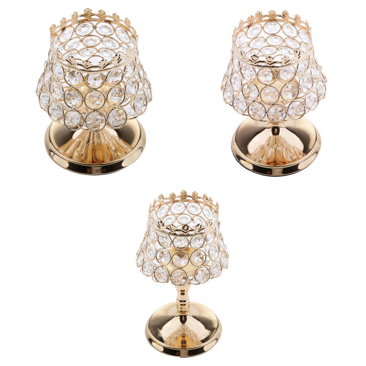 3Pieces Crystal Votive Tealight Candle Holder Candlestick Banquet Decoration