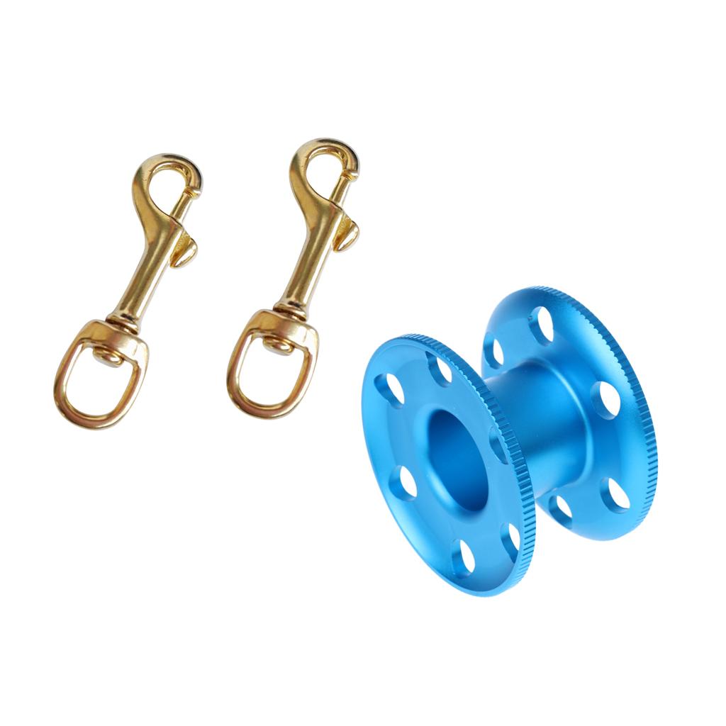 2 Pieces Swivel Eye Bolt Snap Hook Clip with Finger Spool for Scuba Diving