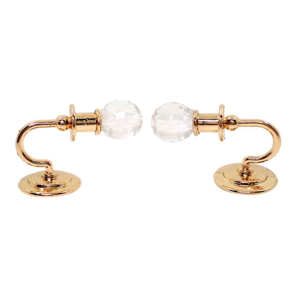 2 Pieces Metal 1:12 Dollhouse Miniature Wall Light Lamp Model Decor Toys