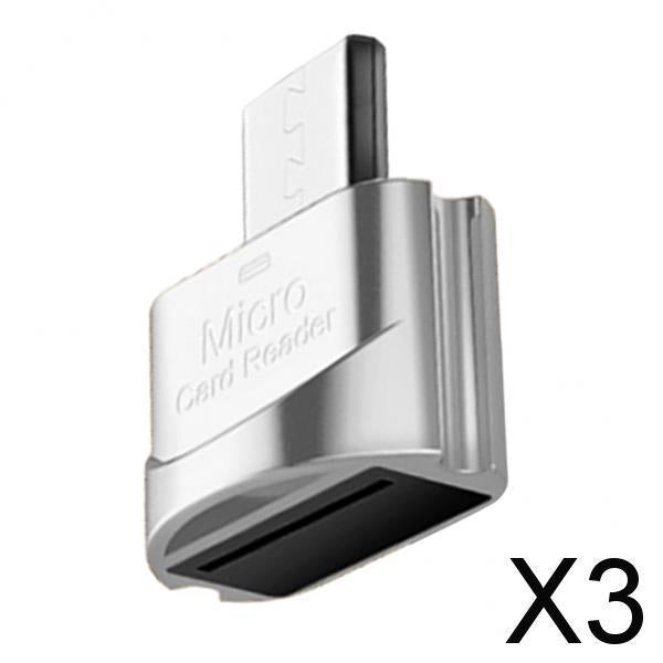 3xPortable Micro USB Card Reader SD OTG Adapter Memory Card Reader Silver