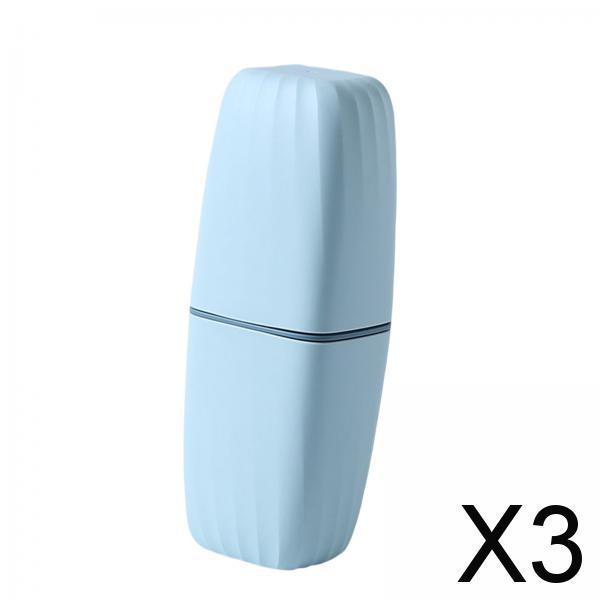 3xToothbrush Toothpaste Holder Case Compact for Business Trip Bathroom Outdoor light blue