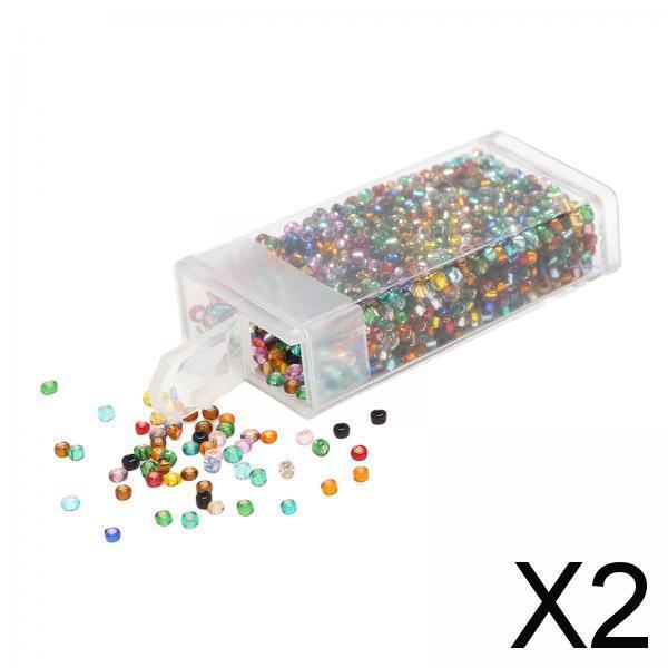 2x1000Pcs Glass Seed Beads Kit 2mm Craft Beads for Crafting DIY Jewelry Making Mixed Colors