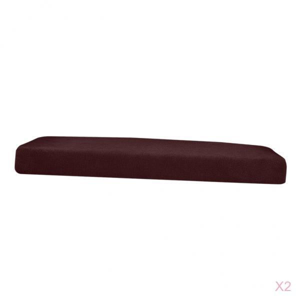 2Pcs Sofa Futon Seat Cushion Cover Couch Slipcover Dark Brown _Size L