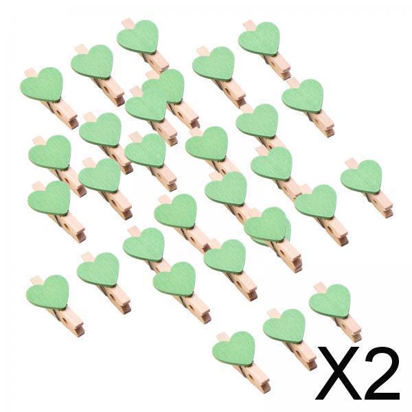 2x30pcs Mini Wooden Clothes Photo Paper Peg Clothespin Craft Clips 30MM Green