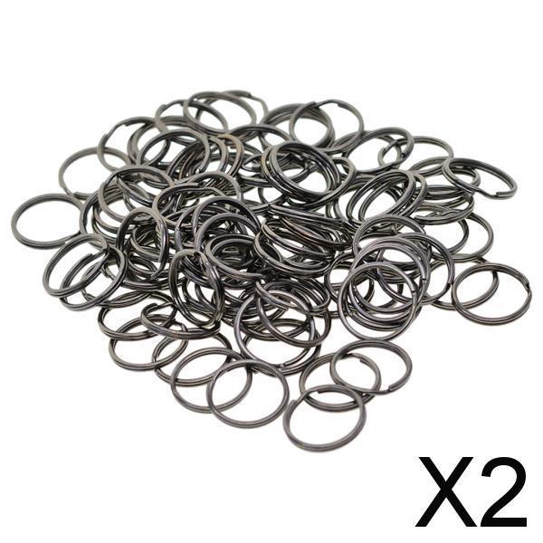 2x100 pcs 18mm round Key chain Spare Split Key Rings hematite Jet black