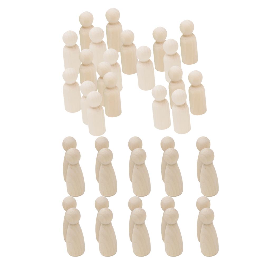 40 Pieces Natural Blank DIY Wood People Peg Dolls Wedding Cake Topper Craft