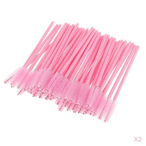 100 Pieces Disposable Eyelash Mascara Wands Applicator Makeup Brush Pink