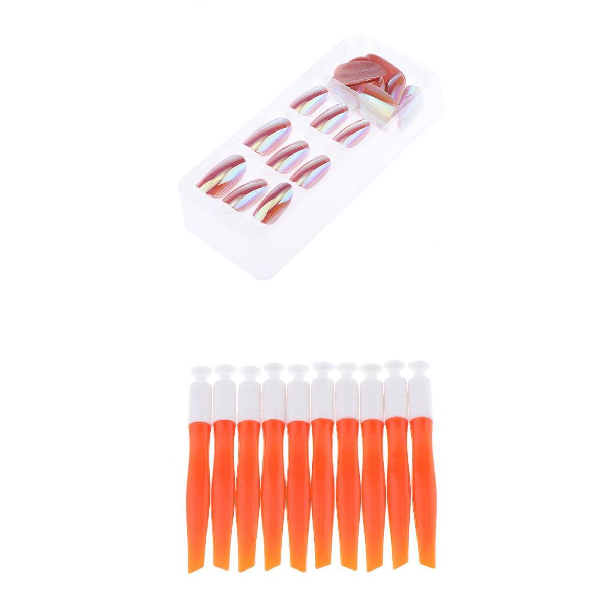 34 Pcs Nail Art Tips Set Ombre False Nails & Salon DIY Manicure Suction Tool