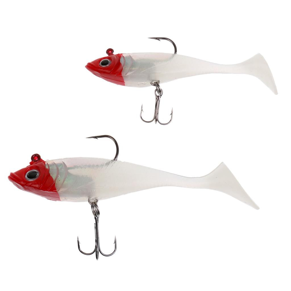 Soft Lead Fishing Lures Hook Baits Minnow Lures Bionic Bait Red White (Luminous)