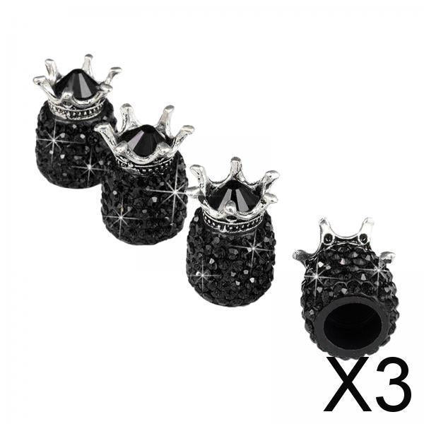 3x4 Pcs Tire/Wheel Air Pressure Valve Stem Caps for Auto Car Truck Black